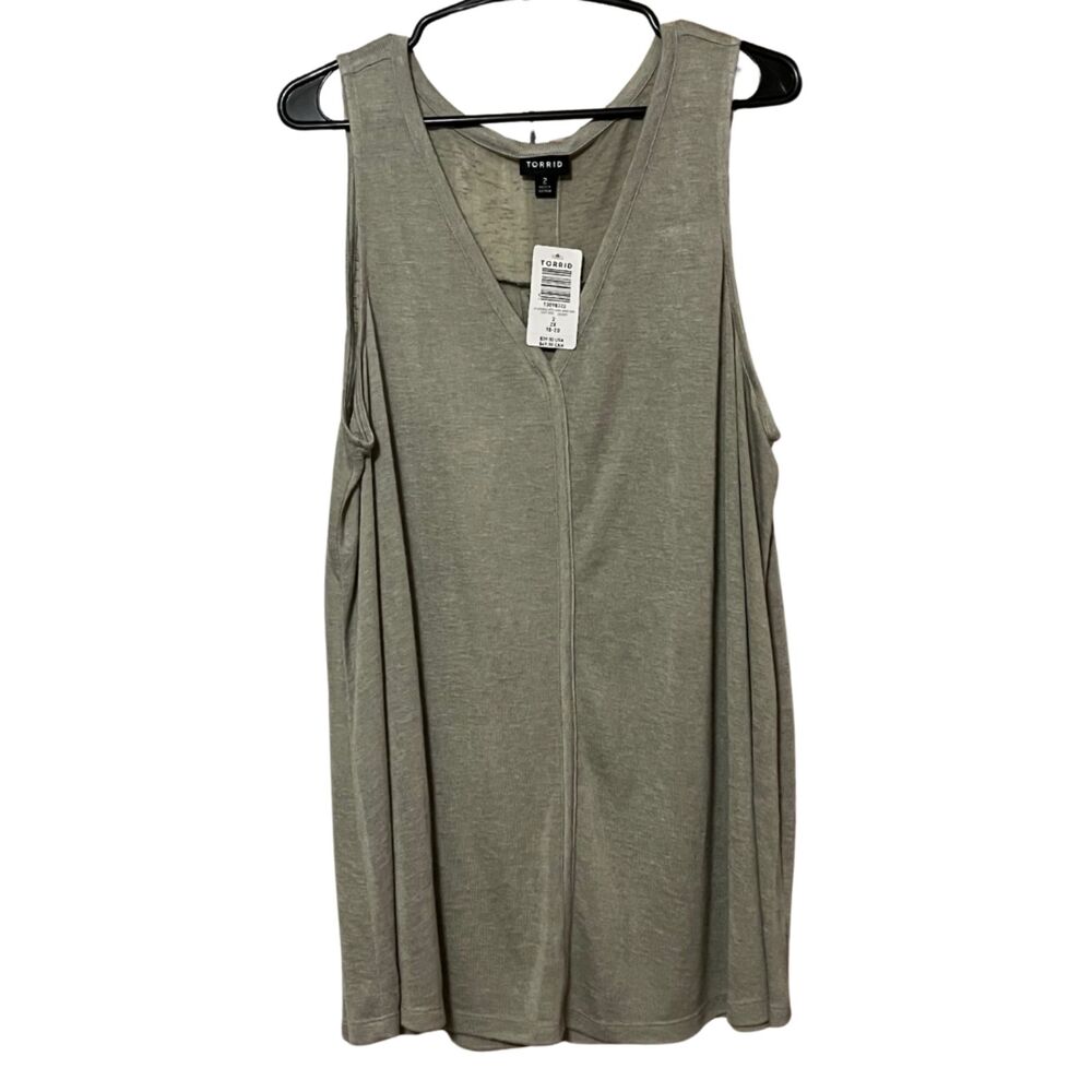 TORRD WOMEN'S SIZE 2 (18/20) SEAGRASS V NECK SWING TANK SUPER SOFT LIGHT NWT